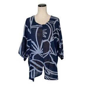 NWT Made in ITALY New Collection Gauze Top Batwing Boatneck O/S Linen Cotton
